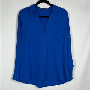 Express Women's Vibrant Blue Button-Down Shirt